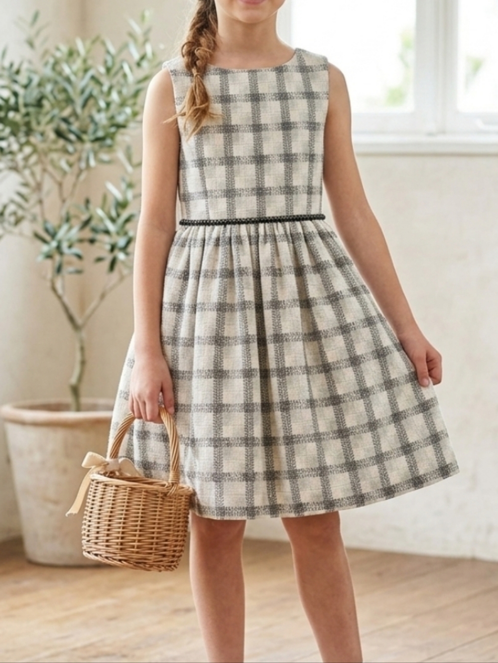Pastourelle By Pippa & JULIE  Girls' Sleeveless Plaid Formal Dress in GREY 10Y